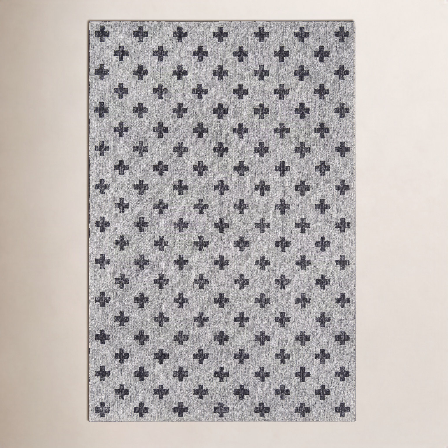 Umbria Striped Geometric Outdoor Rug, Gray/Black, Rectangle 3'3" x 5'