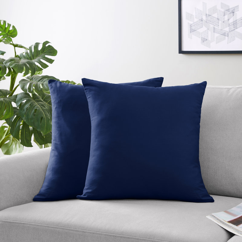 Navy Blue Brushed Microfiber Square Kids Throw Pillow Covers Set