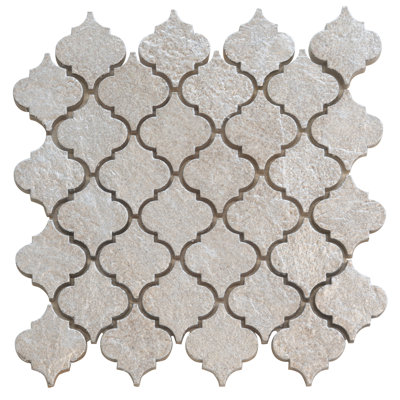 Artisana 12x12 in. Silver Gray Textured, Foiled Resin Arabesque Lantern Mosaic Wall Tile (5 sq ft/case, 5-Pack)