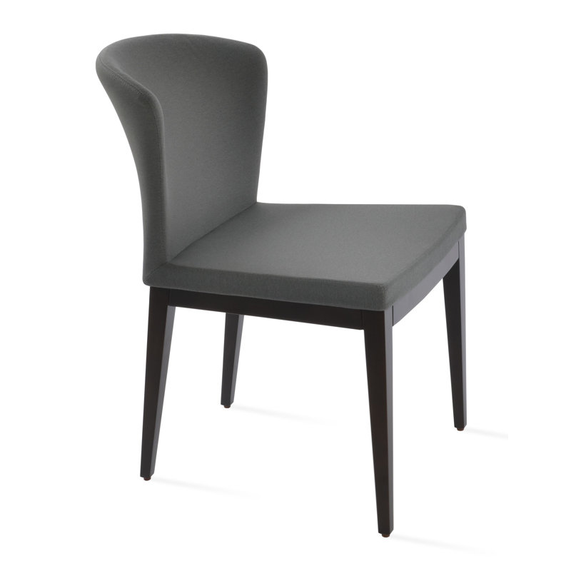 Capri Wood Side Chair, Bone Faux Leather, Wenge