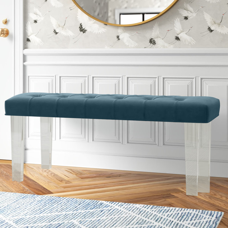 Lupa Polyester Upholstered Bench, Blue