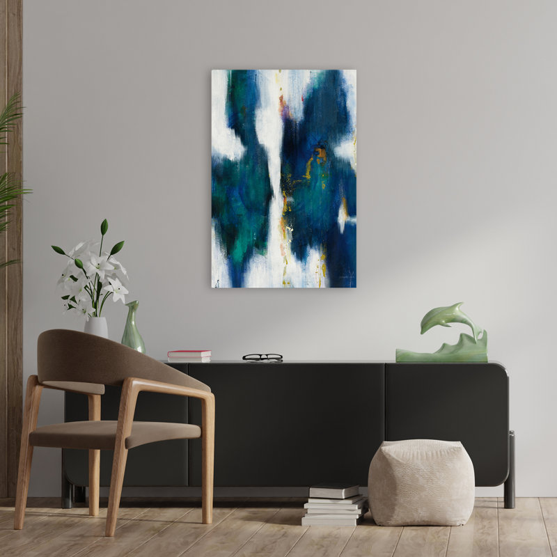 Art abstrait abstrait et bleu, H 36 po x l 24 po