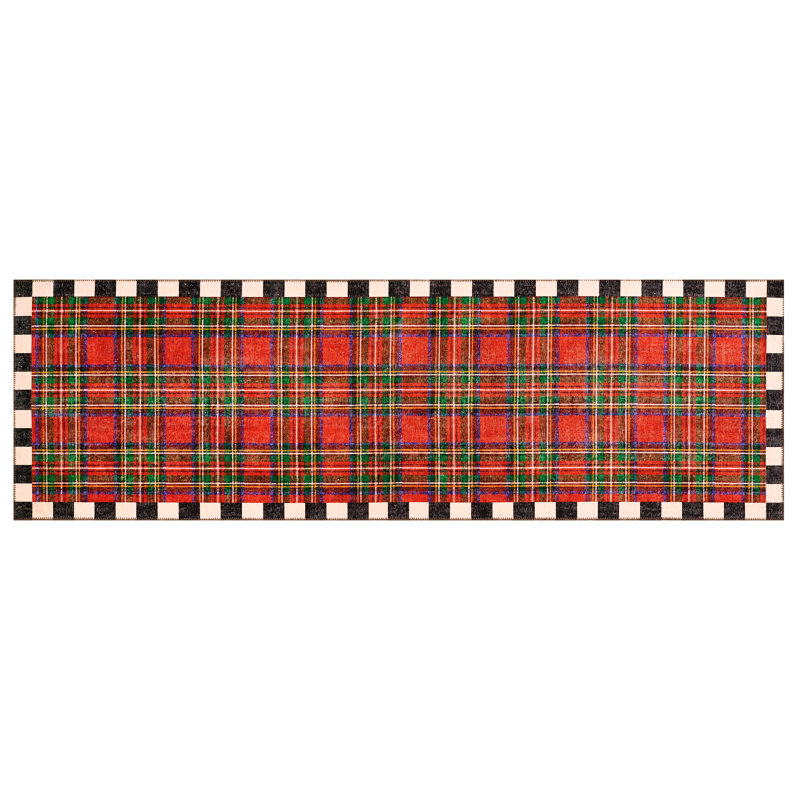 Royal Stewart Tartan Red Washable Rug, Runner 2'6" x 8'