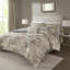 Édredon de luxe texturé - tissage gris très grand 1 jupe de lit incluse Mélange de coton gris, taupe, crème 2 taies décoratives assorties