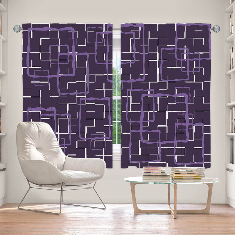 Ensemble de 2 panneaux de rideaux pour fenêtre Berends par Susie Kunzelmanelman - Geometrics, Mauve / Blanc