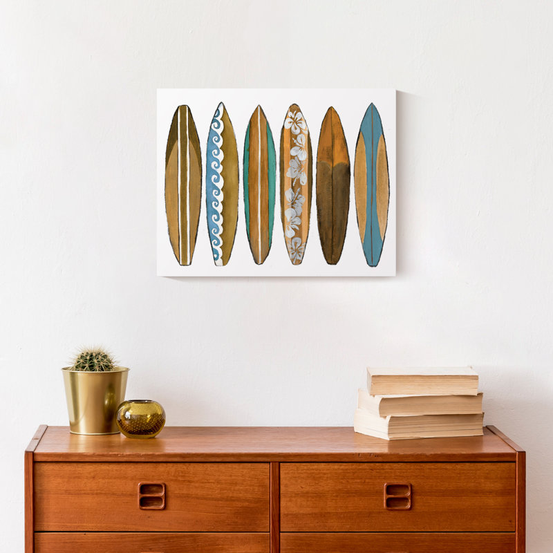 Surf Boards in a Row - Impression sur toile tendue, H 11 po x l 14 po