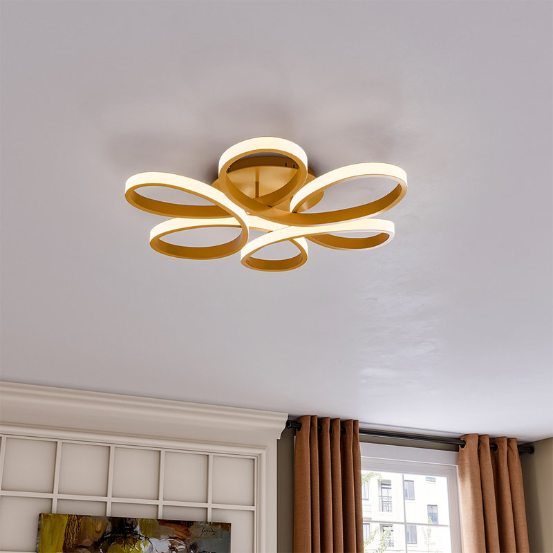Innsbrook Modern Acrylic Light-adjusted Petal Ceiling Light 1-Light Semi Flush Mount Light, Gold (Dimmable)