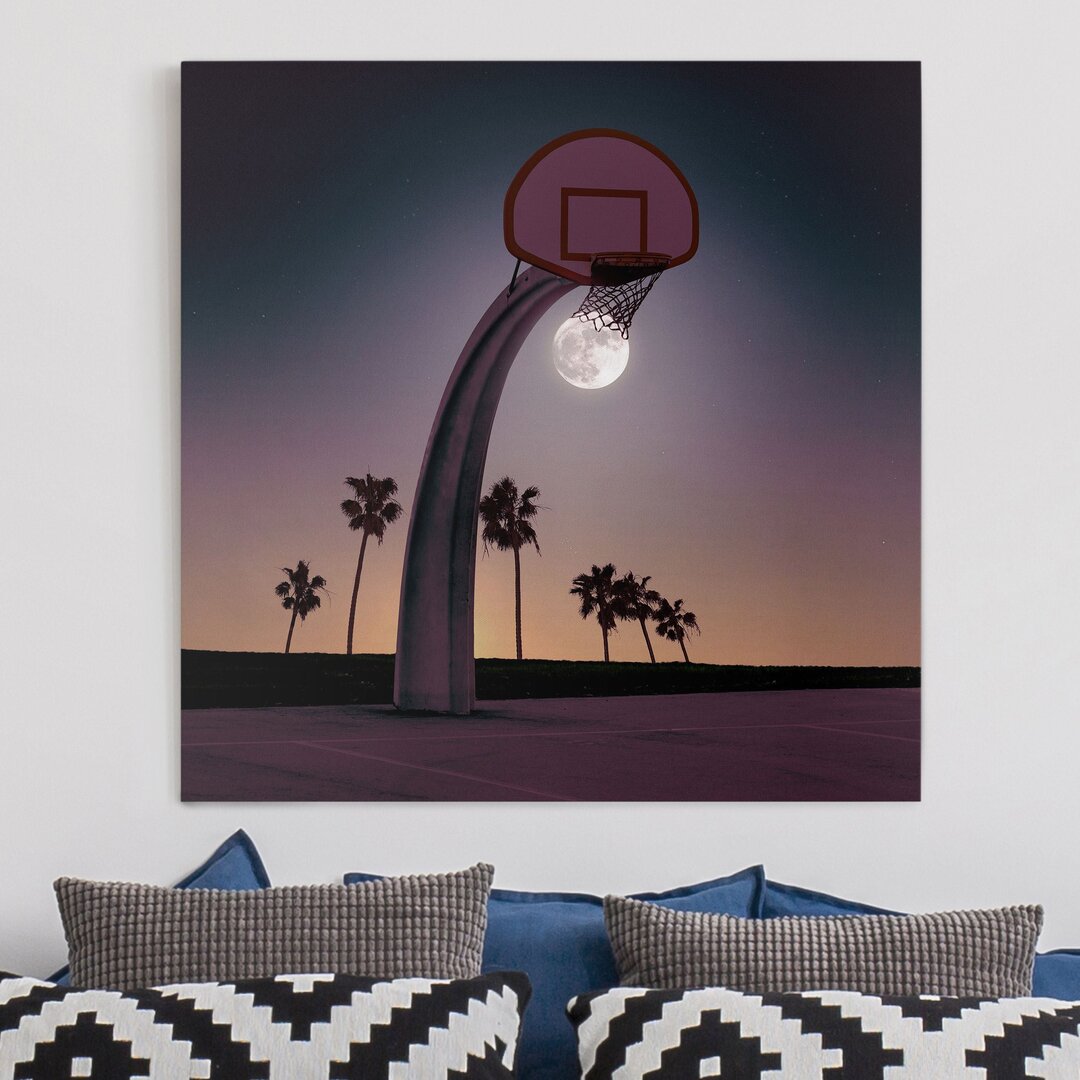 Leinwandbild Basketball mit Mond von Jonas Loose