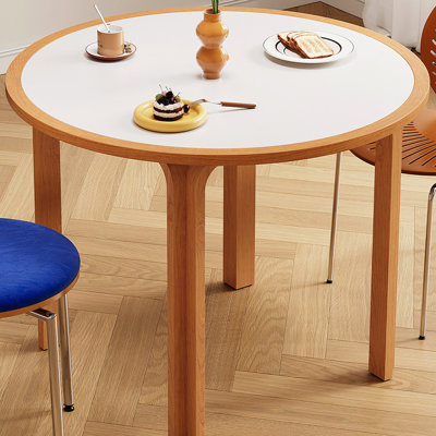 White&Walnut Round Sintered Stone Dining table