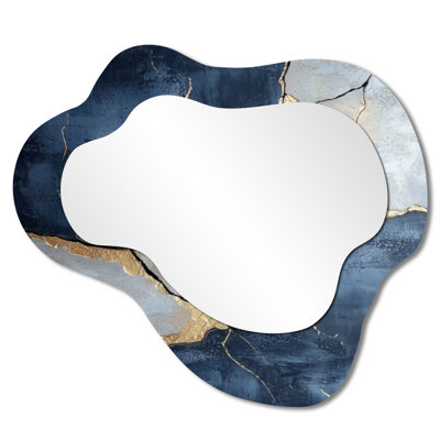 Soft Neutral Coastal Marble Balance I - Marble Cloud Decorative Wall Mirror, Modern Vanity Mirror, Printed on Metal