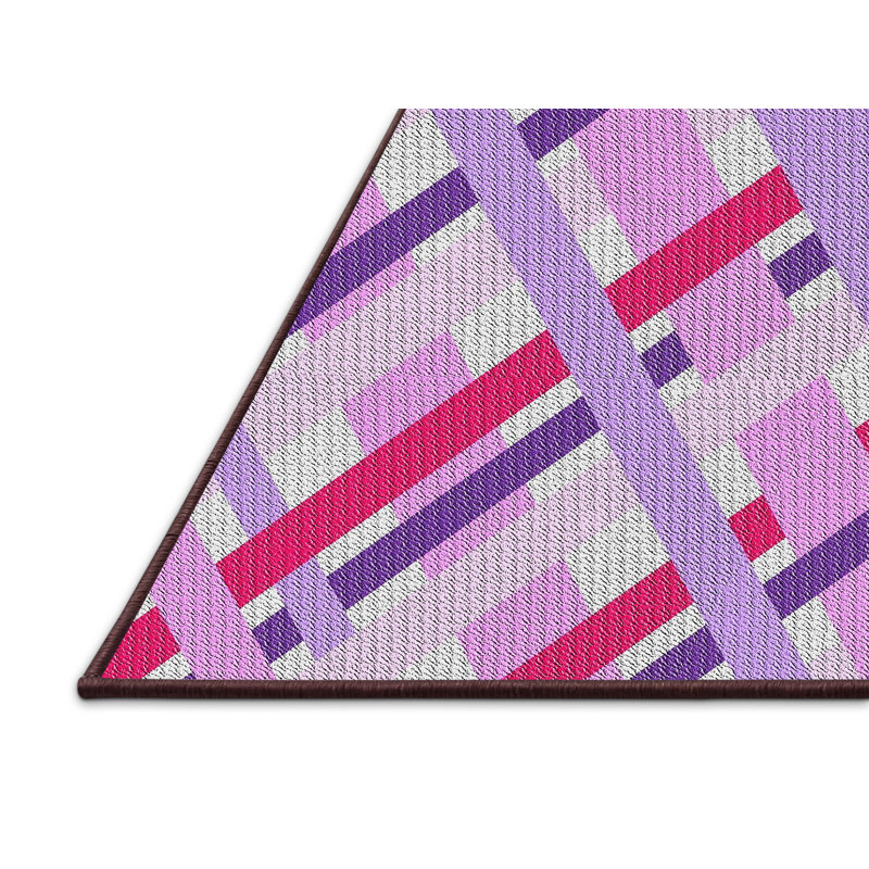 Tapis rose à motif géométrique Gemella, Rectangle 7 pi x 10 pi