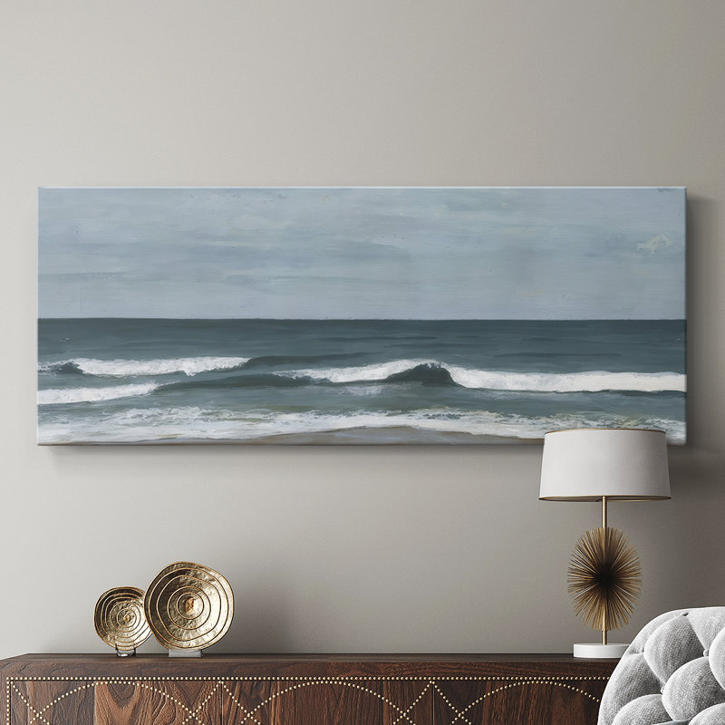 Northeast Shoreline II - Toile tendue avec châssis - Prêt à accrocher, H 20 po x l 50 po