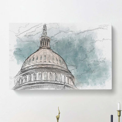 Capitol Hill White House In Abstract - Wrapped Canvas Print