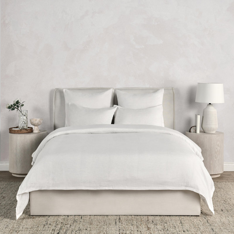 Jayson 3-Piece Linen Cashmere Blend Duvet Set, King Duvet Cover/Insert + 2 King Shams, White