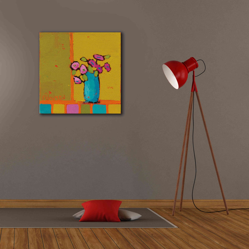 «Turquoise Vase» par Phyllis Adams, art mural sur toile, H 26 po x l 26 po x P 1,5 po