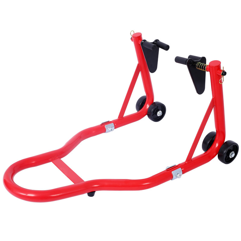 Support pour moto avec support à bras pivotant avant et arrière 1000LB noir et rouge, Rouge