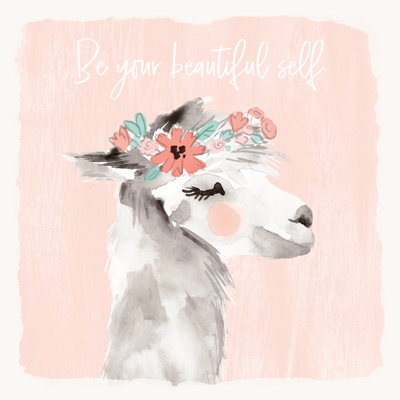 Blushing Llama On Pink - Wrapped Canvas Painting