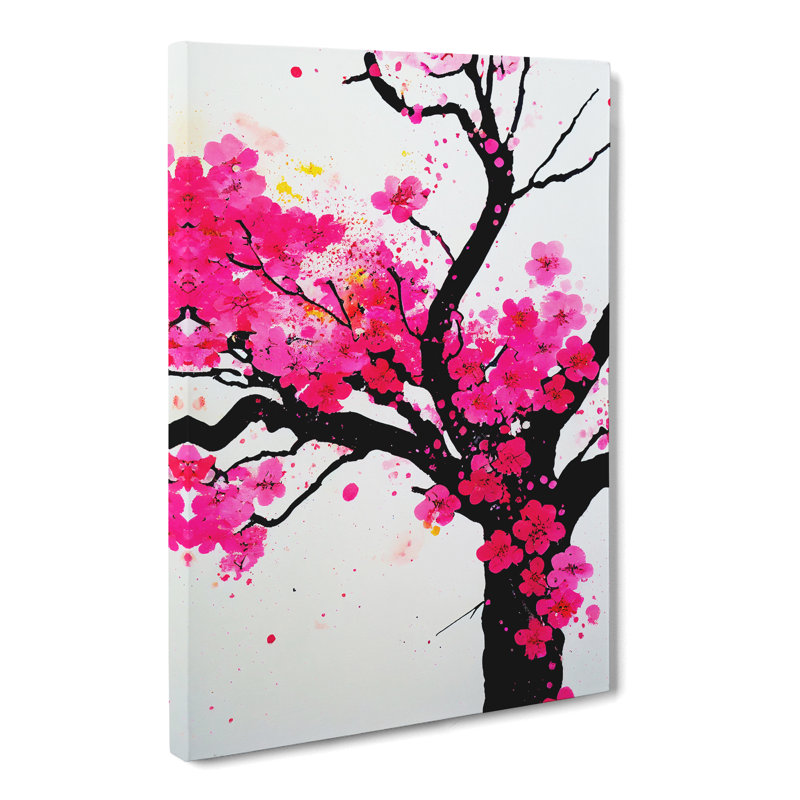 CAN-V0523-443X Cherry Blossom Tree Splatter Vol.1 - Wrapped Canvas Print, 60cm H x 40cm W x 3cm D