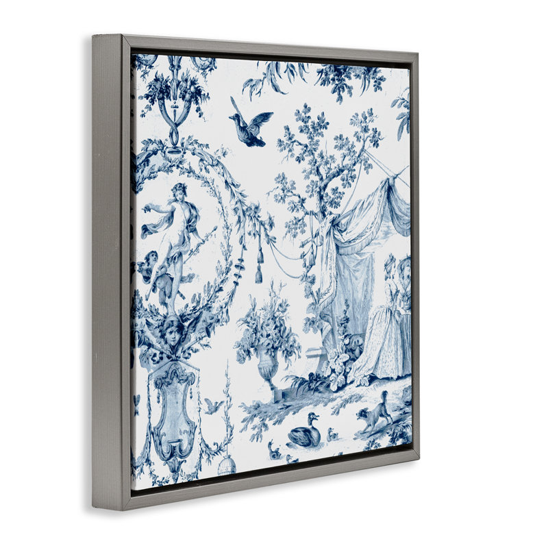 Cadre flottant Classic Toile Scene, design par Vintage Hustle, H 25 po x l 25 po, Cadre flottant gris lustré