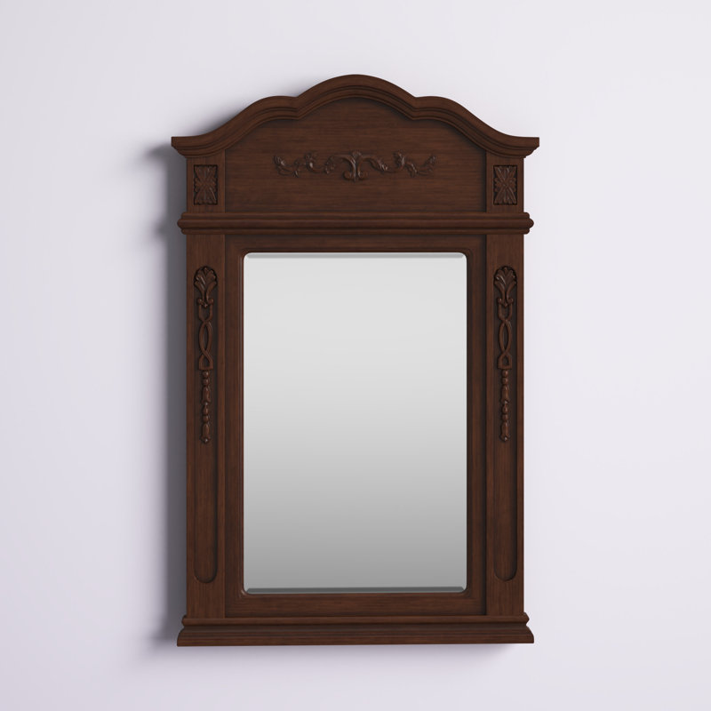 Hand-Painted Beveled Flat Wall Mirror , 36" x 24", Brown