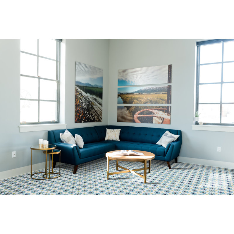 Casablanca 8" x 8" Cement Patterned Wall & Floor Tile, Navy