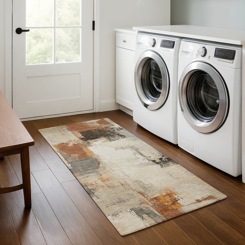 Premium Machine Washable Pinkston Abstract Rug, Runner 2'3" x 7'6"