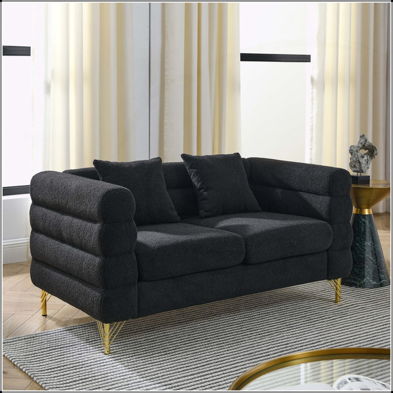 Canapé modulaire surdimensionné de 60 pouces à 2 places, canapé modulaire en tissu confort avec sièges profonds et 2 coussins lombaires, Design moderne