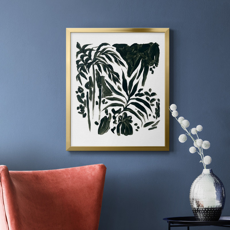 Encre Jungle II, toile encadrée de qualité supérieure - prête à être accrochée, Or, H 24 po x l 20 po