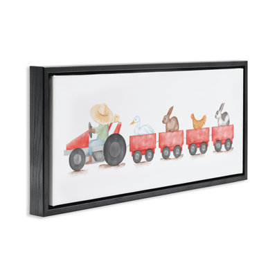 Farm Animals Locomotive Framed Floater Canvas Wall Art by Daphne Polselli