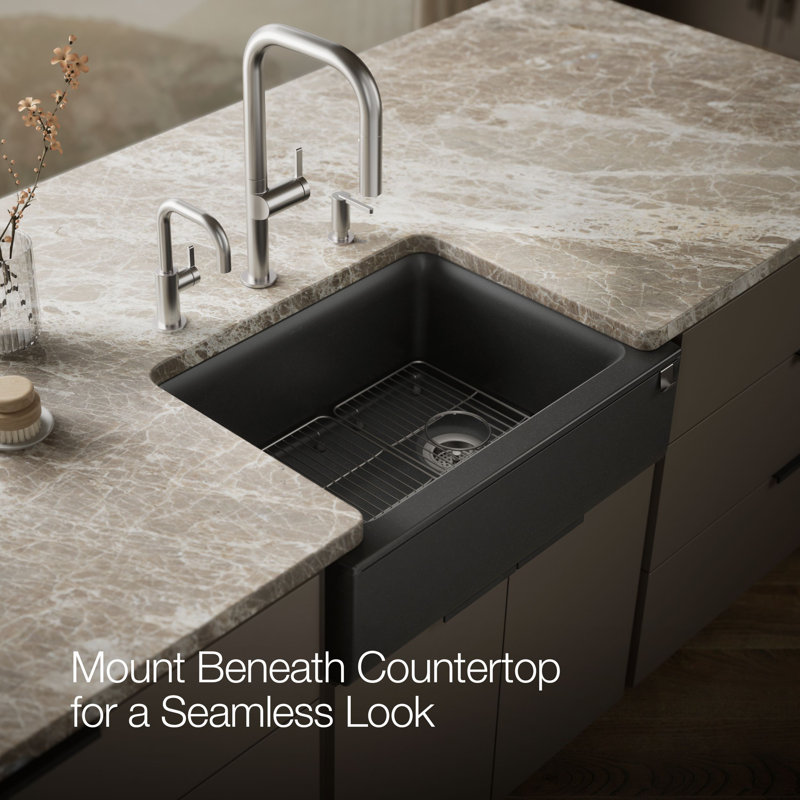 Cairn 29-11/16 In. Undermount Single-Bowl Farmhouse Kitchen Sink, Matte Graphite