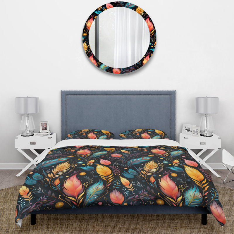 Motif de plumes Thynn Eclectic Boho - Housse de couette Boho - Polyester en microfibre