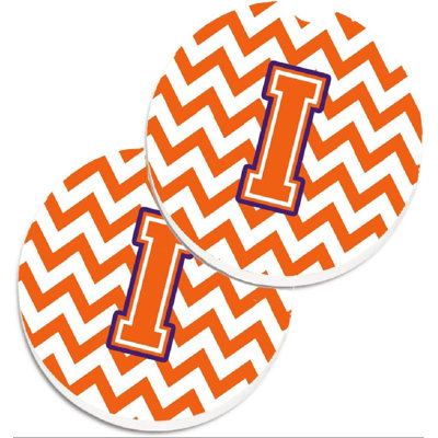 Multicolore lettre I à motif de chevrons orange et blanc