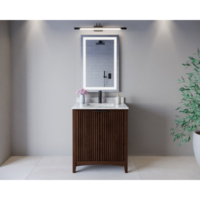 Meuble-lavabo simple autoportant 30 po avec plateau en marbre Palmilla