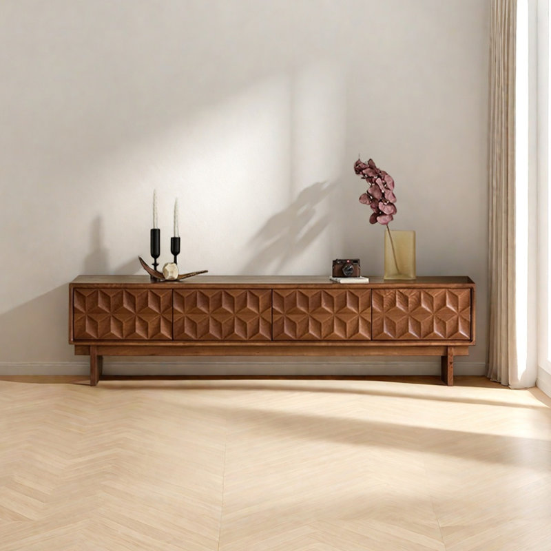 Meuble télé en bois de cerisier de style rétro, 70.86"