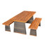 Ensemble de salle à manger d'extérieur 3 pièces, bois gris, pieds tressés à la main, drainage - Montage facile et structure stable en bois.
