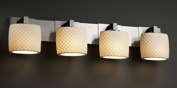 Darrien 4 - Light Vanity Light, Brushed Nickel, Banana Leaf