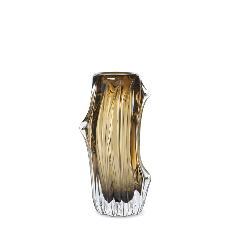 Willow Glass Vase, Amber,  Medium, 11.5" H x 5.75" W x 4.1" D, 14 pieces