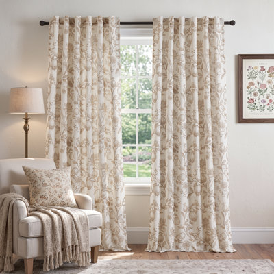 Nathnael Linen Blend Toile Semi-Sheer Curtain Panel Pair 