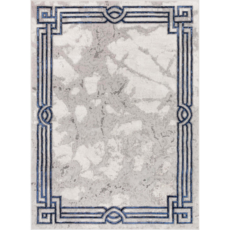 Kampen Abstract Modern Glam Blue Area Rug