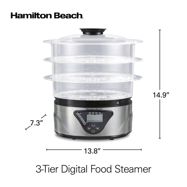 Hamilton Beach 8.25-Quart 3-Tier Digital Food Steamer and Rice Cooker in  Stainless Steel