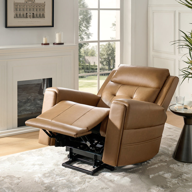 Joseph Traditional Lift Assist Power Recliner with Massage and Heating Function, Camel