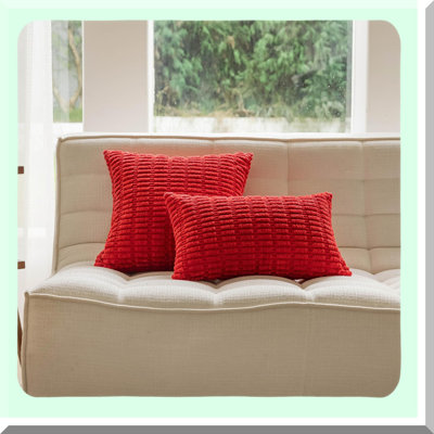 Red Throw Pillow Covers - Set of 2, Decorative Accent Pillows for Couch, Sofa, Chair, Bench - Holiday Red Pillow Covers