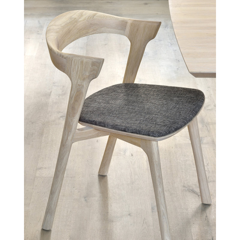 Bok Upholstered Dining Chair, Varnished Oak, Warm Grey Polyester Blend/Acrylic