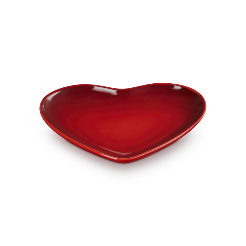 Le Creuset Stoneware Heart Plate, Cerise