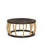 Table basse ronde ronde en bois massif de 35,43 po avec pieds courbés et table d'appoint Boho pour la salle à manger, la cuisine et le salon, brun noir-1469725519