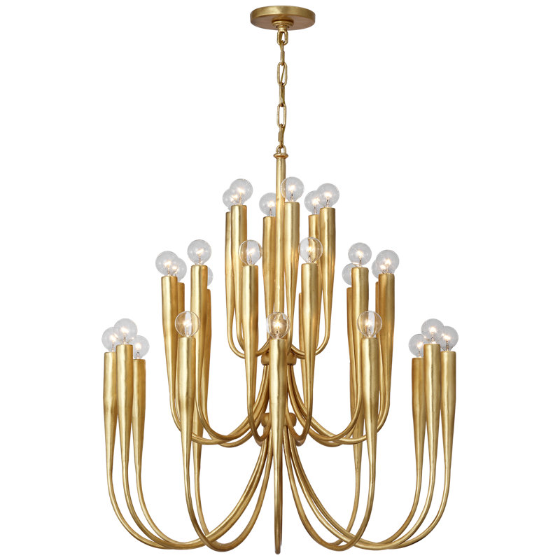 Julie Neill 30 - Light Chandelier, 34" H x 30" W x 30" D, Antique Gold Leaf
