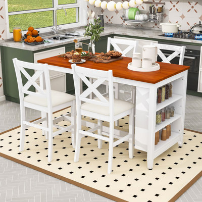 5-Piece Counter Height Dining Table Set with Table and 4 Upholstered Chairs by Gracie Oaks