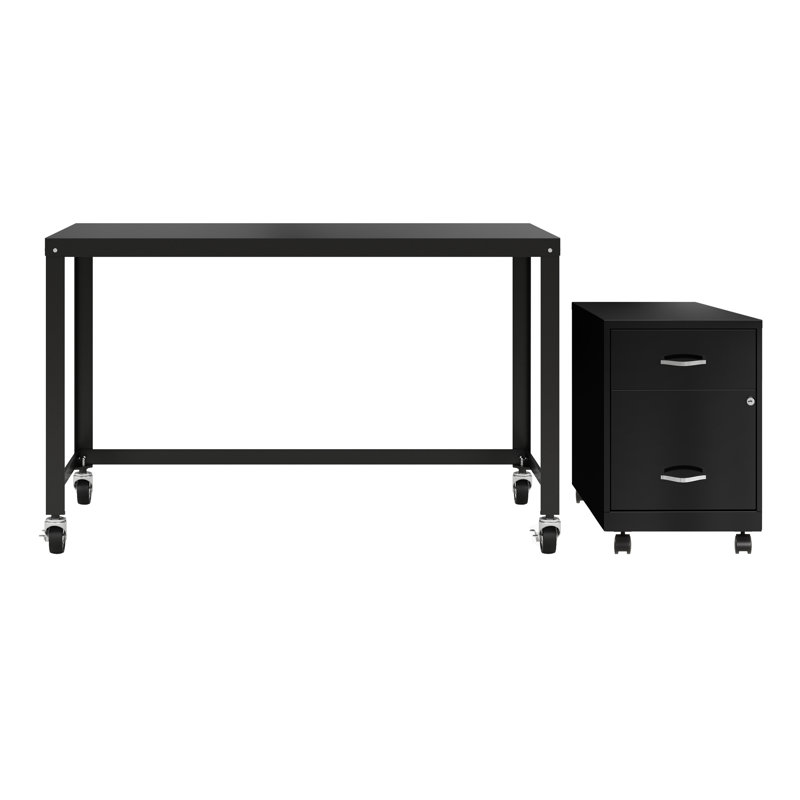 Home Office Desk and Storage Set, Black