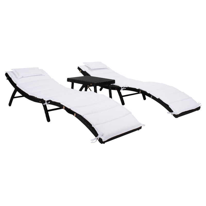 Laterria 3 Piece Sun Lounger Set, Black