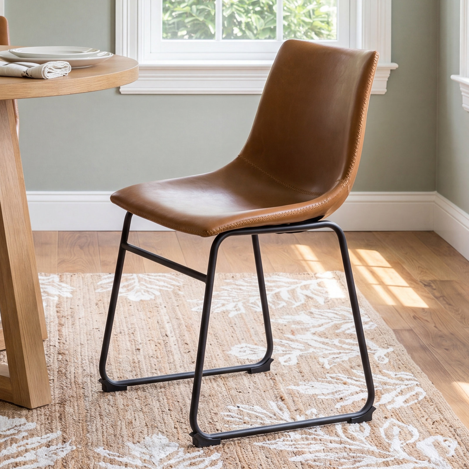 Bela Side Chair, Tan Faux Leather